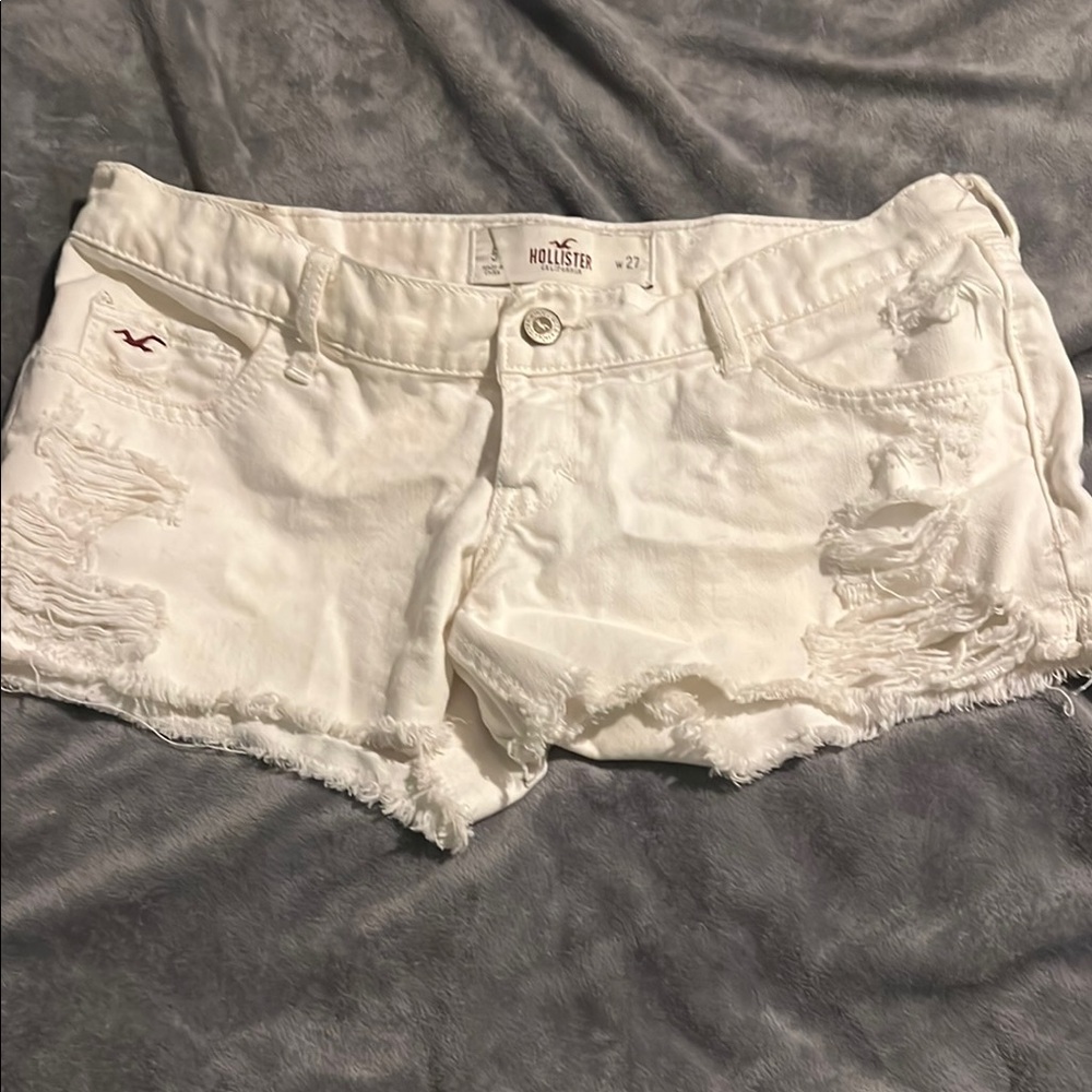 Hollister White Distressed Shorts